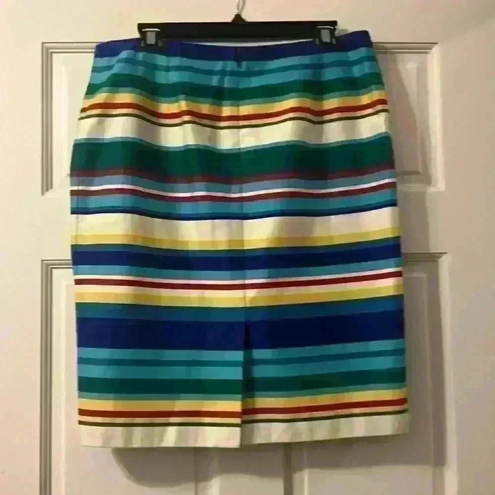 TALBOTS MULTICOLORED STRIPED LINED SKIRT 100% cotton Size 12 PREPPY SPECIAL - Picture 5 of 8